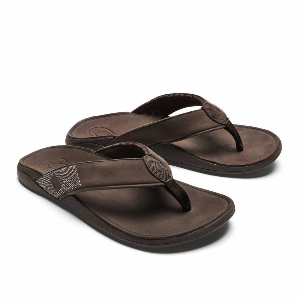 Olukai Men's Tuahine Flip Flop - Dark Wood US463-950